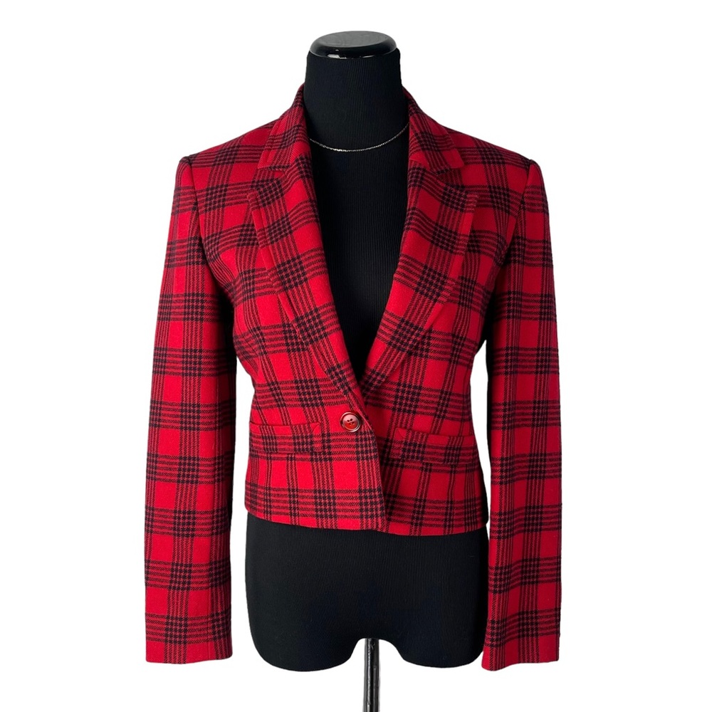Vintage 1950s Pendleton Wool Plaid Blazer Cropped Holiday Christmas Jacket Sz XS